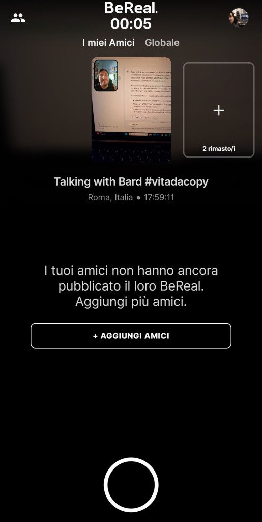 Il mio BeReal pubblicato in orario