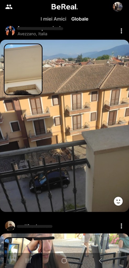 Un BeReal appena pubblicato da un utente